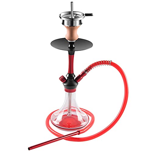 GaoYunQin 1 Schlauch Huka Shisha Komplett-Set Wasserrohre zum Rauchen, Glas Shisha Bars Wasservase (Color : Red)