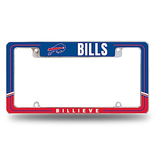 Rico Industries NFL Football Buffalo Bills Two-Tone 12 x 6 Chrome All Over Automotive License Plate Frame for Car/Truck/SUV