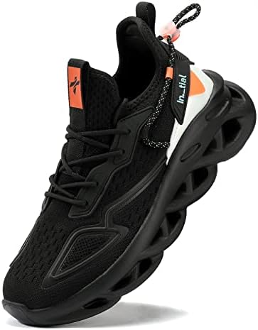 SPOSENS Mens Walking Shoes Lightweight Tennis Shoes Men Running Shoes for Man Casual Shoes Slip on Gym Shoes Black 1, 9.5