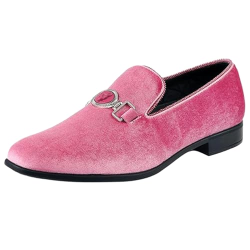 Amali Antonio Men's Velvet Lion Head Loafers, Pink, Size 8