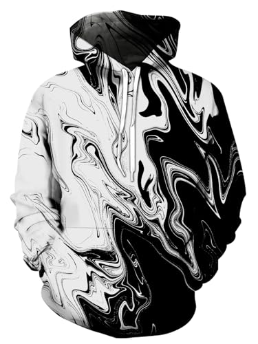 Image of wangstar Mens Graphic Hoodies Pullover Cool Designer Hoodies for Men for Gen Z Cool Anime Funny Sweatshirts, Mr White Black Fluid, S-M