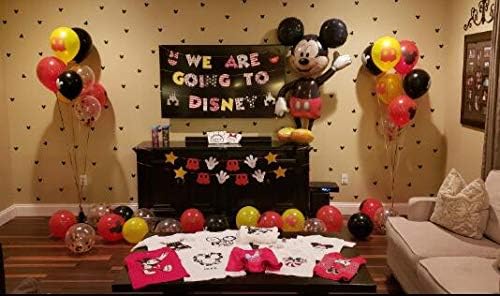 Mickey Mouse Balloons,40Pcs 12 Inch Red Black Yellow Mickey Color Confetti Balloons Kit for Baby Bbay Baby Shower Mickey Mouse Theme Party Supplies Mickey Mouse Kids Birthday Decorations with Ribbon