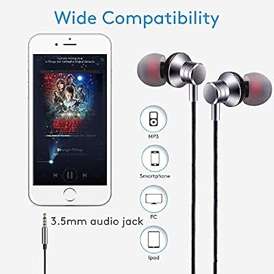 Empsun Wired Earbuds Headphones with Microphone Stereo Bass Earphones Noise Isolation in-Ear Headset Compatible with All Smartphones Tablets iPod IPad MP3 Player That with 3.5 mm Interface(Silver)