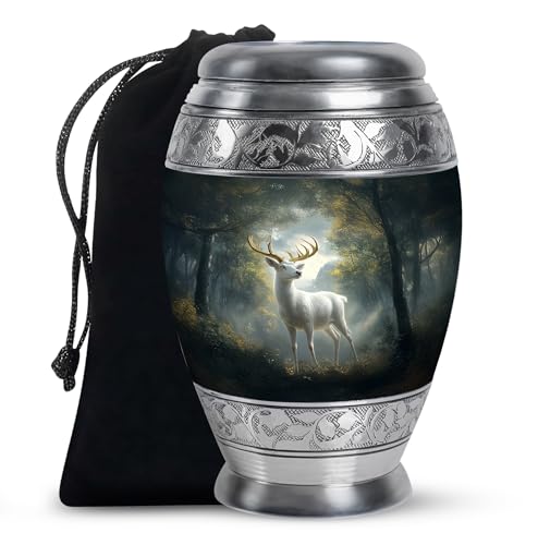 Image of Deer Urn for Ashes Memorial Cremation Urn for Female Ashes 10 Inch Large | Memorial Cremation Urn for Female Ashes, Decorative Funeral Urns for Women,