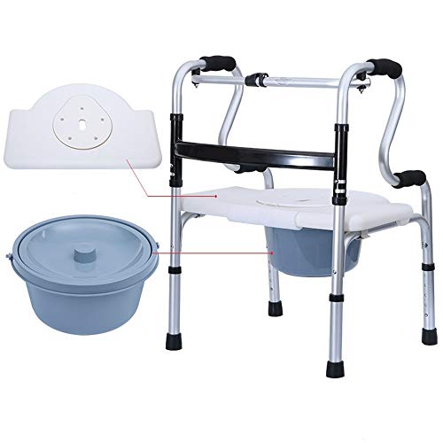 Andador con ruedas Andador ligero y plegable con orinal y tabla de baño Marco para caminar de aluminio para personas mayores Andadores estándar de altura ajustable para rehabilitación de viajes (Col