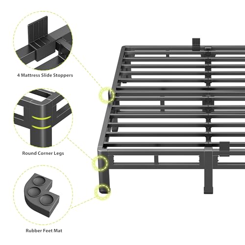NKZ 10 Inch Queen Size Bed Frame, Metal Bed Frame & Box Spring 2 in 1 Platform with Round Corner Legs, 4000lbs Weight Capacity Reinforced Low Profile Metal Frame, Noise-Free, Easy Assembly by NKZ - Used condition - Image 7
