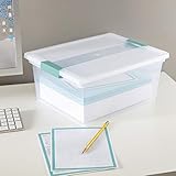 Sterilite 19658604 Deep Clip Box, Clear with Blue Aquarium Latches, 4-Pack