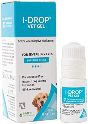 I-DROP VET GEL Lubricating Eye Drops for Pets: for Moderate to Severe Dry Eyes, Superior Comfort with Fewer Applications Needed, 0.30% Hyaluronan, Preservative-free, Non-irritating, One Bottle (10 Ml)