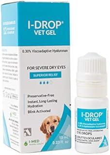 I-DROP VET GEL Lubricating Eye Drops for Pets: for Moderate to Severe Dry Eyes, Superior Comfort with Fewer Applications Needed, 0.30% Hyaluronan, Preservative-free, Non-irritating, One Bottle (10 Ml)