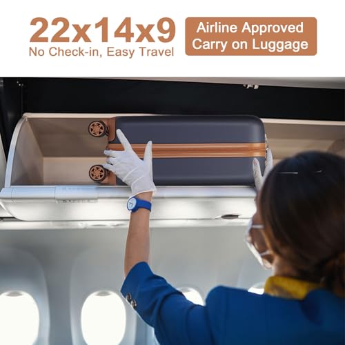 Kono Carry On Luggage 22x14x9 Airline Approved Suitcase, Navy by Kono - Used condition - Image 3