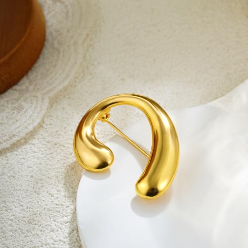 Comma Brooch Pin - Gold Plated Minimalist Lapel Pin for Weddings, Suits, Dresses, Hats - Elegant Unisex Jewellery Accessory for Women Men - Image 2
