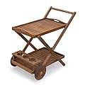 Bricoutlet Carrellino in Legno di Eucalipto Amalfi – Carrello Portavivande da Portata, carrellino con Ruote Portabottiglie con Vassorio, Marrone, 69x52xh.75 cm