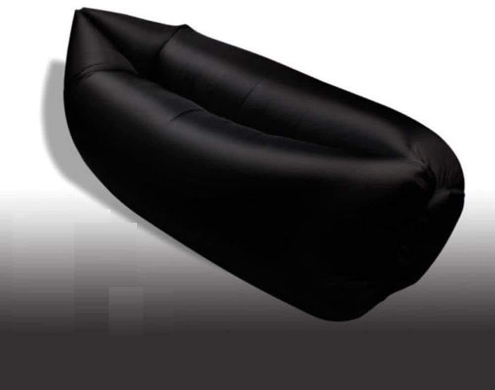 Thaisan7, Inflatable Sleeping Bag Hangout Air Camping Sofa Beach Sleep Bed,185x70cm,Polyester fabrics,Sofa Camping Lazy,Portable comfortable sleeping, Color: Black
