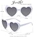 JOVAKIT Kids Polarized Heart Shaped Sunglasses for Girls Age 3-10, Fashion Lovely Rave Party Sun Glasses UV Protection (White/Grey)
