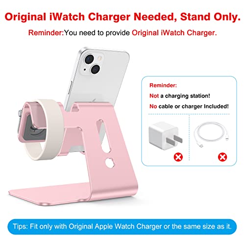 Omoton Stand For Apple Watch - 2 In 1 Universal Desktop Stand Holder For Iphone 14 13 12 11 All Series And Apple Watch Series 8/Se2/7/6/Se/5/4/3/2 (Both 38Mm/40Mm/41Mm/42Mm/44Mm/45Mm) (Rose Gold) #TOP1