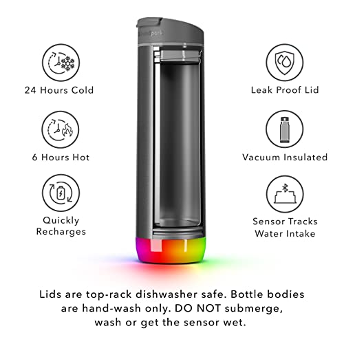 Hidratespark Pro Smart Water Bottle – Insulated Stainless Steel For Hot And Cold Drinks – Tracks Water Intake With Bluetooth, Led Glow Reminder When You Need To Drink – Flip Lid, 21Oz, Brushed Steel #TOP5
