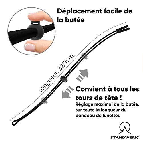 STANDWERK Basic Cordon lunettes sport [anti glisse lunette] - Résistant à l'eau, flexible - Chaine lunette - accessoires pour lunettes - Cordon lunettes femme et homme - Attache lunette enfant – vue 4