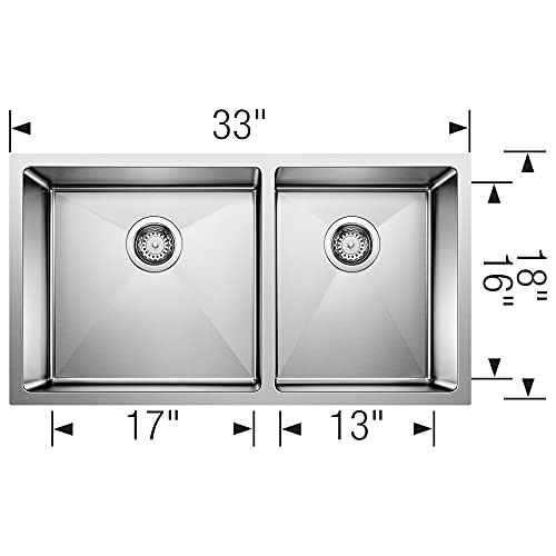 Blanco 519550 Quatrus R15 With 1-3/4 Bowl Undermount Kitchen Sink, Large, Stainless Steel #TOP3