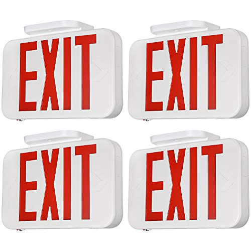 TORCHSTAR LED Red Exit Sign, Battery Backup Emergency Lights, UL-Listed, AC 120V-227V,
