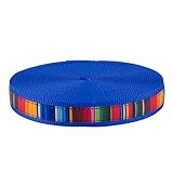 Country Brook Design - 5/8 Inch Serape Ribbon on 1 Inch Bright Royal Blue Nylon Webbing (5 Yards)