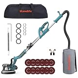 Lijadora para Pared, Handife Lijadora Telescópica para Paredes y Techos con Sistema de Autolimpieza, 800-1750 rpm, Velocidades Ajustables, 12 Discos de Lijado, Mango Telescópico y Luz LED (750w)