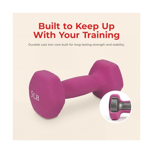 Sunny Health & Fitness Neoprene Hex Dumbbell for Home Gym 2-10 lb Pair - Image 3