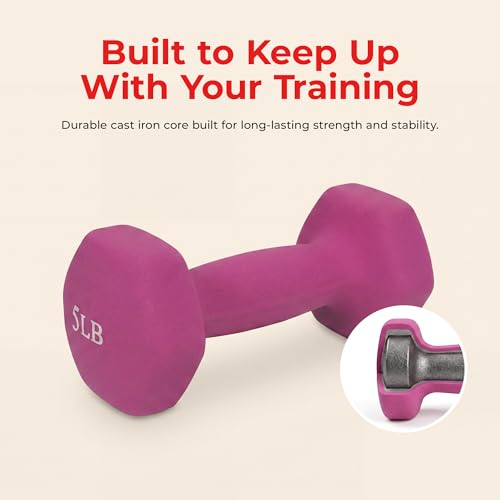 Image of Sunny Health & Fitness Neoprene Coated Hex Shaped Dumbbell Non-Slip Fitness Weights for Home Gym Exercise, Full Body Workout Strength Building, Weight Loss, Sold in Pairs - Sizes - 2LB, 5LB, 8LB, 10LB