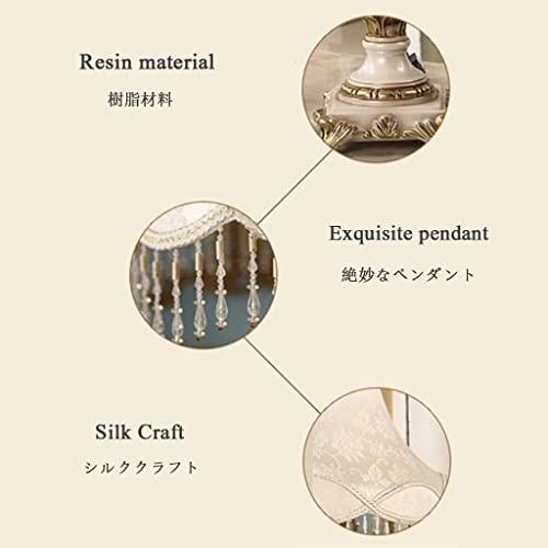 Baubuy 10546947 European Style Gold Table Lamp Princess Victorian Style Silk Fabric Bedside Desk Lamp Spherical Resin Lamp Body thumb #2