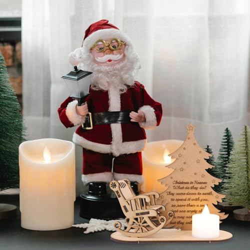 Adorno navideño de madera con base estable que no se cae 3