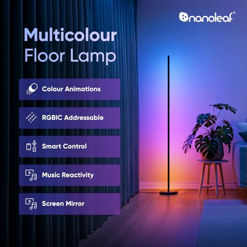 Nanoleaf LED Floor Lamp 1700lm, RGBICW Smart Corner Lamp for Living Room, Music Sync, 200+ Dynamic Scenes, App & Voice Control, Modern Standing Lamp Bedroom (Works with Alexa Apple) - Image 3
