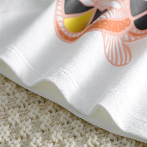 Camiseta infantil infantil de manga comprida com estampa de frutas 3D e estampa solta, Branco, 4-5 A