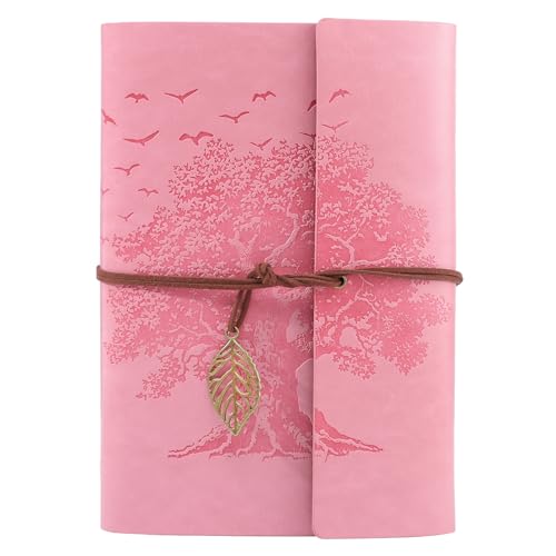 Thboxes PU Leather Journal Notebook A5 Refillable Diary 23 X 16 cm (Pink)