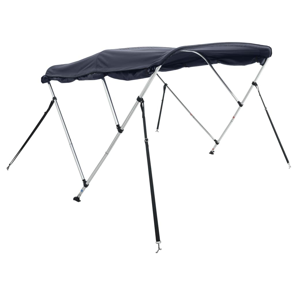 vidaXL 3 Bow Bimini Top mit Seitenteilen, Bootsverdeck mit Aluminiumrahmen, Sonnenverdeck Boot Sonnensegel, Blau 600D Polyester Aluminium