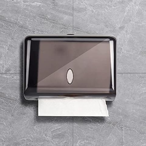 NICEME Papierhandtuchspender,Papierhandtücher Spender ohne Bohren,Wandmontierter Tissue Boxspender FüR Multifold PapierhandtüCher Klopapier Aufbewahrung AbschließBar Bis 200 Blatt -Schwarz Cover