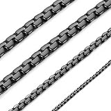 [ChainsHouse] ネックレス メンズ チェーンのみ サージカルステンレス ブラック 黒 金属アレルギー対応 錆びない 長さ50cm 幅4mm