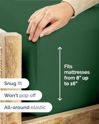 Image of Flex Top Split Head King 6 Piece Sheet Set - Soft & Cooling - Emerald Green