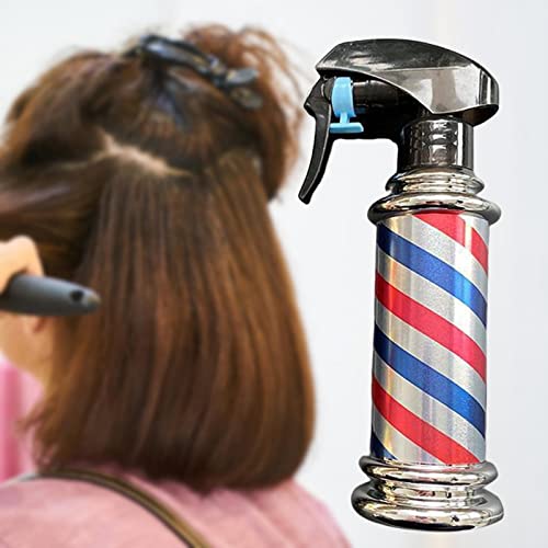 Milageto Professional Barber Spray Bottle Retro Stripes Empty Hairstyling Reusable Large Capacity Hair Spray Can for Hairdresser, Grey