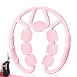 Cellulite Massage Roller, LULUWA Anti-Cellulite Massager for Leg Thigh Arm Neck with 7 Wheels and Handlebars to Release and Relax the Skin or Muscle (Pink)