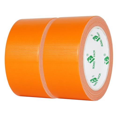 BOMEI PACK Orange 2inch x 20yds Sticky Duct Tape Heavy Duty Strong Industrial Color Duct Tapeor Packing and Repairing 2 Pack