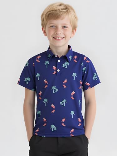 Boys Polo Shirt Hawaiian Collared Golf Shirts Kids School Uniform 5-12 Years4