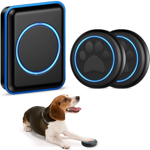 Full House Dog Doorbell for Potty Training, Wireless Pet Doggie Door Bell Training to Go Outside, Waterproof Touch Button, Over 1000 feet Range (Black, 2 Buttons + 1 Receiver)