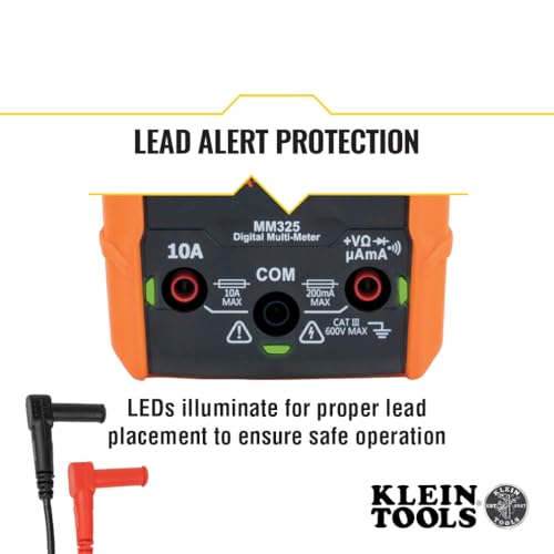 Klein Tools MM325 Multimeter, Digital Manual-Ranging 600V AC/DC Voltage Tester, Tests Batteries, Current, Resistance, Diodes, and Continuity - Image 6