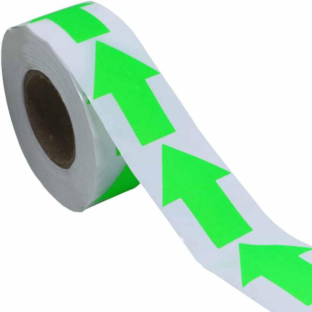 Pfeil Aufkleber Boden 7x3cm - 150 Stück Fluoreszierend Gelb Für Abstandsmarkierungen