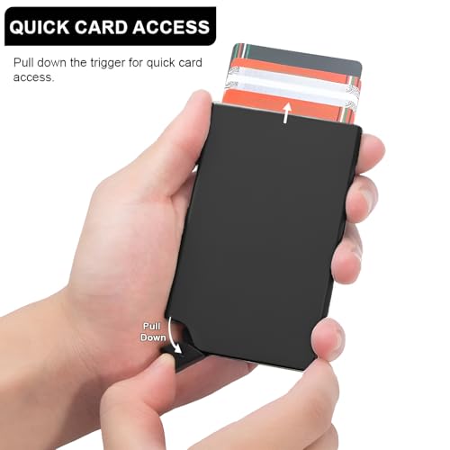 Image of VOGARD Slim RFID Card Holder for Men & Women | Metal Minimalist Wallet | Holds Up to 8 Cards | Lightweight Secure Card Case (Black)