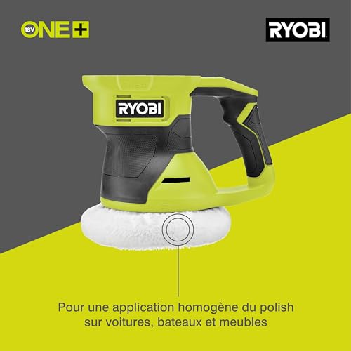 RYOBI Polisseuse sans fil 18Volts ONE+ patin 150 mm Livrée avec 1 bonnet de polissage de 150 mm 1 bonnet en tissu éponge de 150 mm Sans batterie RBP18150 0 - vue 2