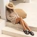 CUSHIONAIRE Crisp Women’s Slide Sandal – Faux Leather Cutout Slip-On with Artisan Stitching & Memory Foam, Wide Widths Available, BLACK 7.5