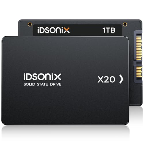 iDsonix SATA SSD 1TB 2,5 Zoll SSD Festplatte Intern, 560MB/s Lesen, 480MB/s Schreiben, mit 3D NADA Flash & Datenschutz, Ideal für Laptop, Desktop(PC), X20