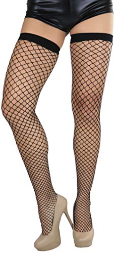 Image of ToBeInStyle Women's Vibrant Large Net Fishnet Thigh High Elastic Nylon Novelty Stockings
