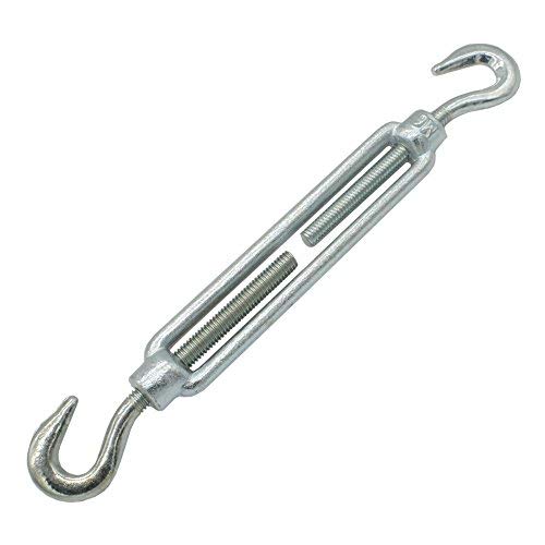 5 x turnbuckle with 2 hooks, M6 DIN 1480, galvanised steel clamping