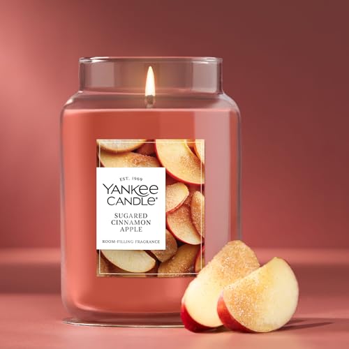 Image of Yankee Candle Sugared Cinnamon Apple, Scented Candle, 22oz Large Jar with up to 150 Hour Burn Time, Giftable (Pack of 4)